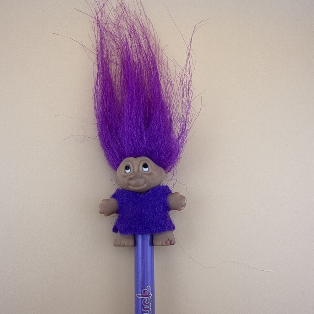 Troll Doll Pink Hair Vintage 1989 Dam Miniature Pencil Top With Clothes